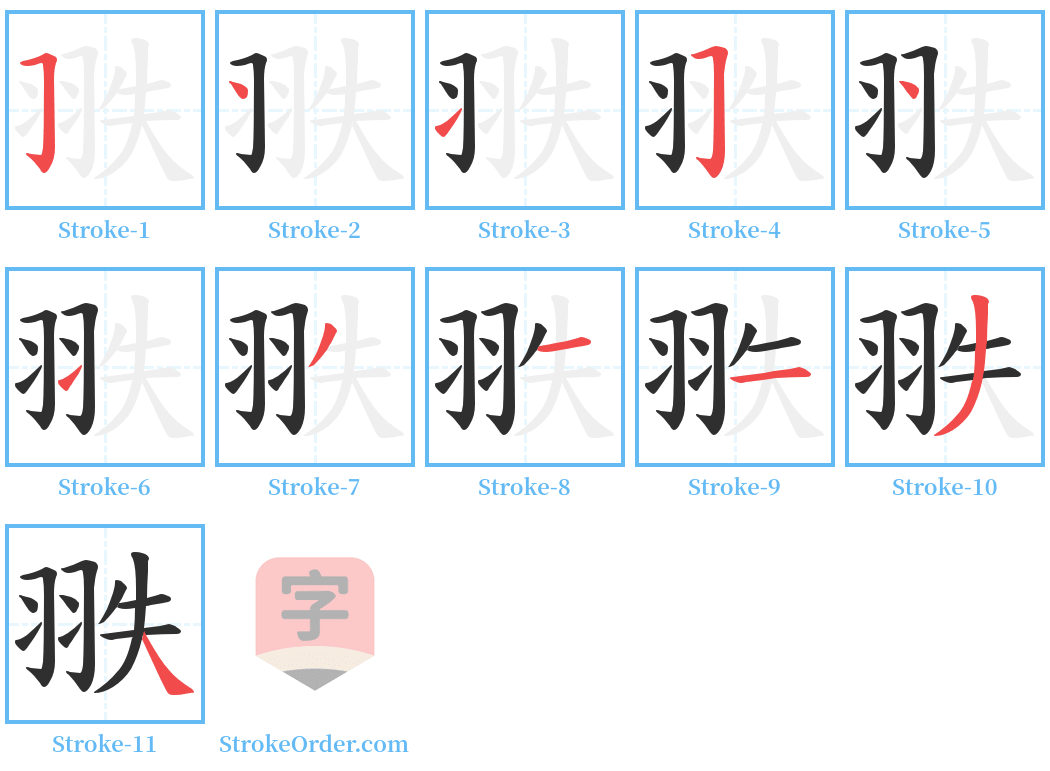 翐 Stroke Order Diagrams