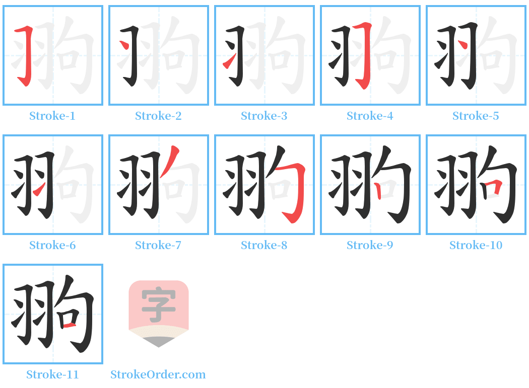 翑 Stroke Order Diagrams