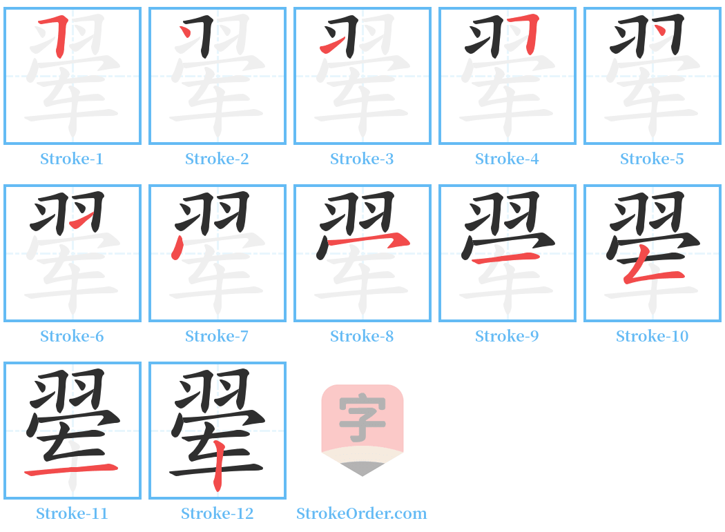 翚 Stroke Order Diagrams