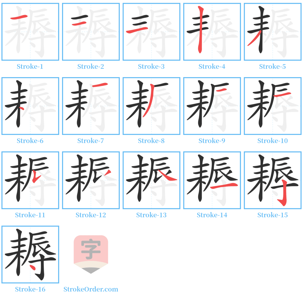 耨 Stroke Order Diagrams