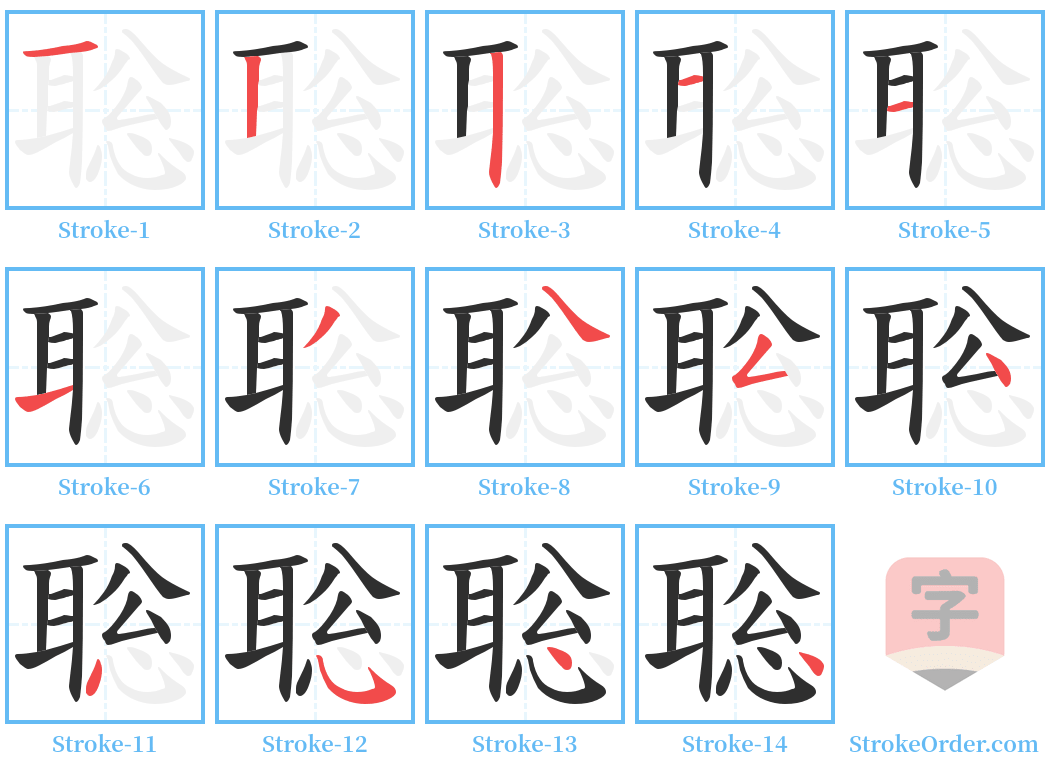 聡 Stroke Order Diagrams