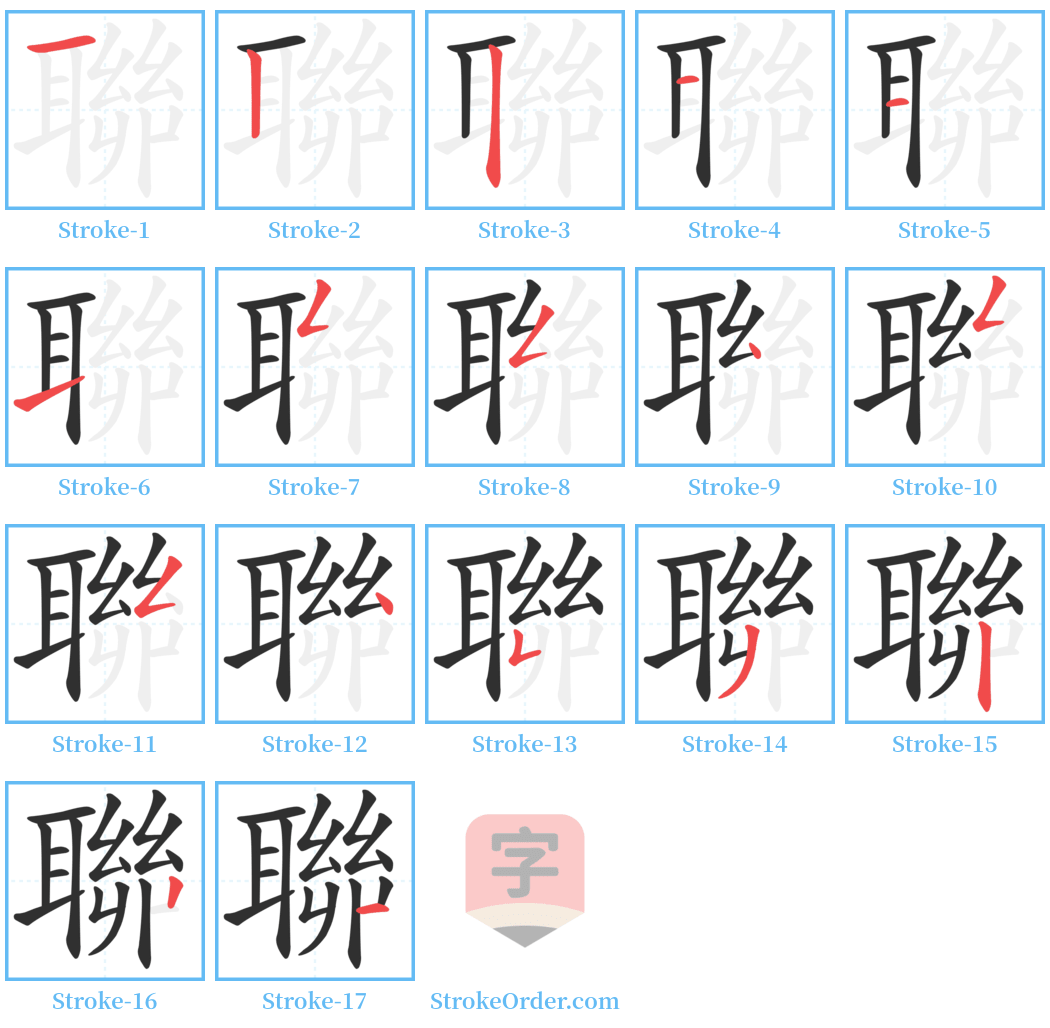 聯 Stroke Order Diagrams