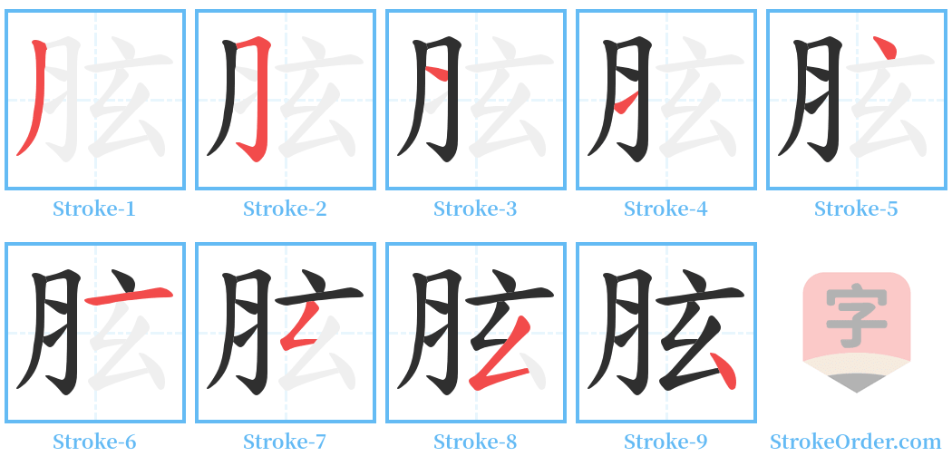 胘 Stroke Order Diagrams