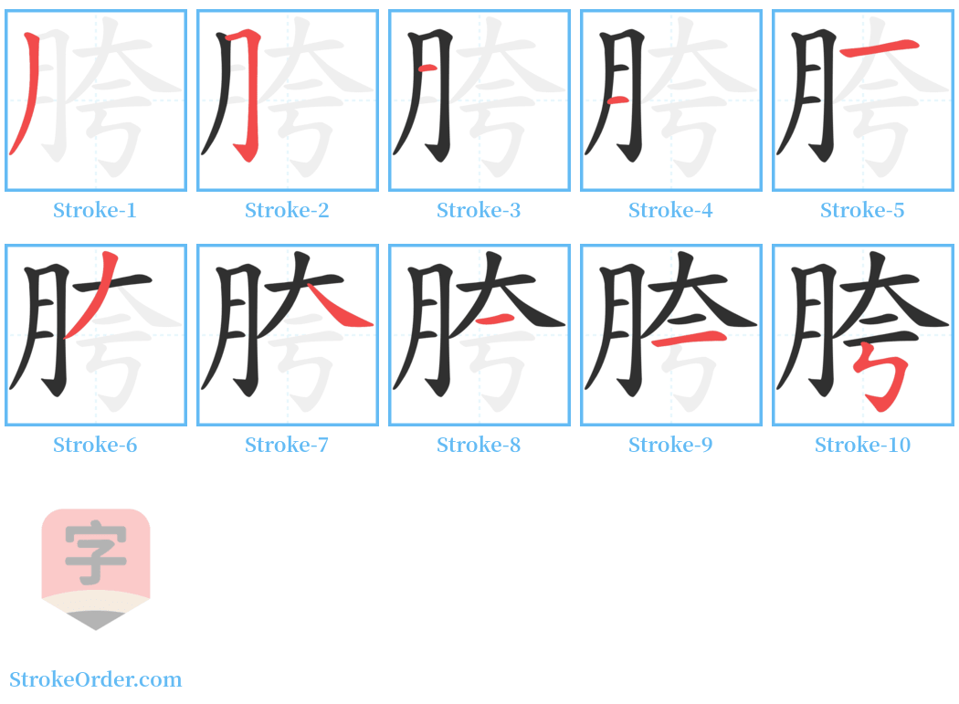 胯 Stroke Order Diagrams