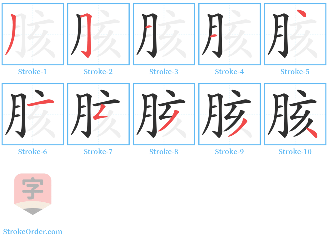 胲 Stroke Order Diagrams