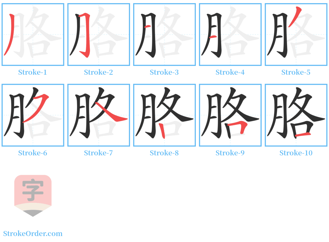 胳 Stroke Order Diagrams