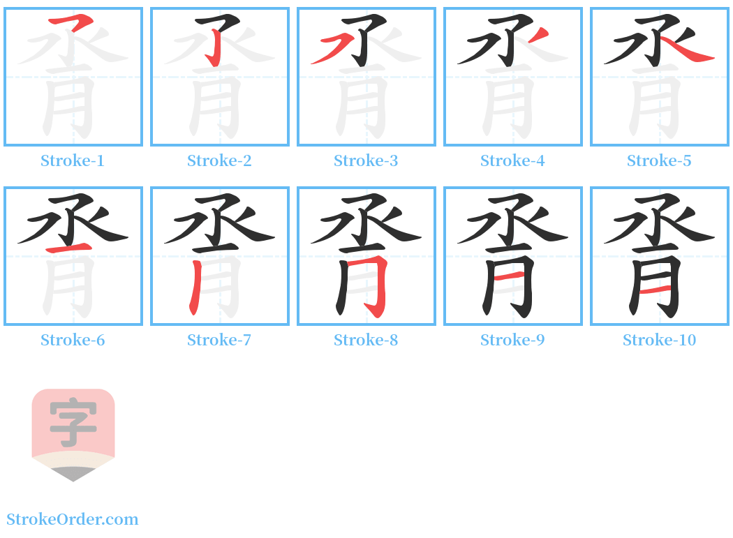 脀 Stroke Order Diagrams