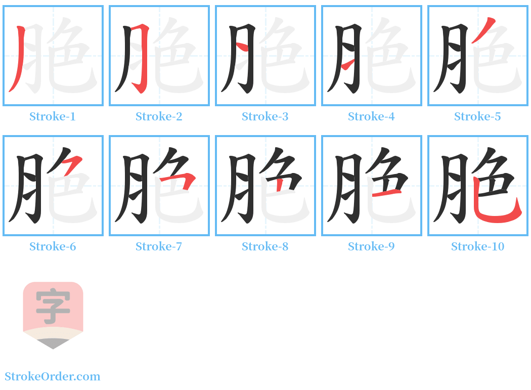 脃 Stroke Order Diagrams