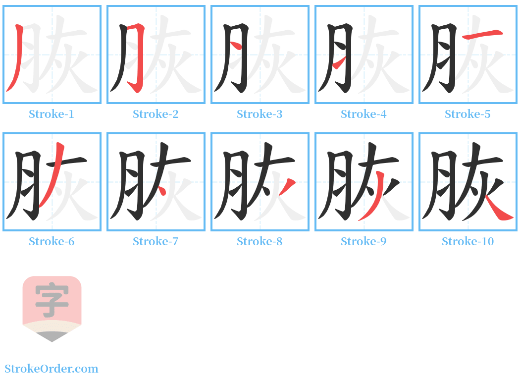 脄 Stroke Order Diagrams