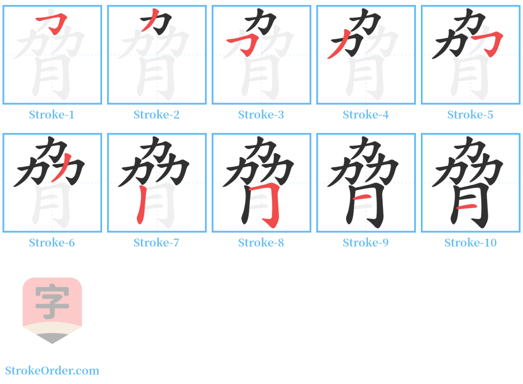 脅 Stroke Order Diagrams