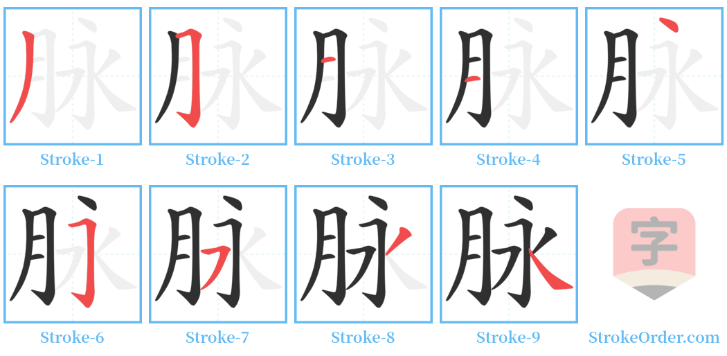 脉 Stroke Order Diagrams