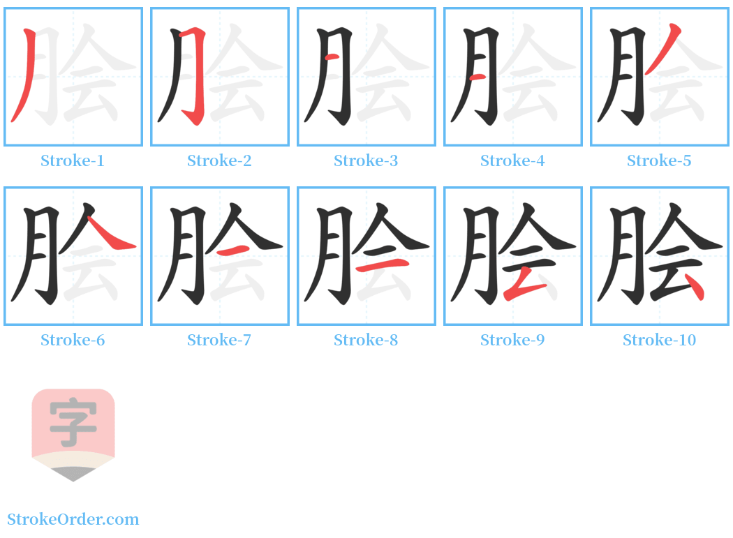 脍 Stroke Order Diagrams