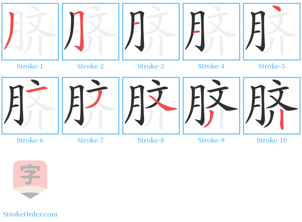 脐 Stroke Order Diagrams