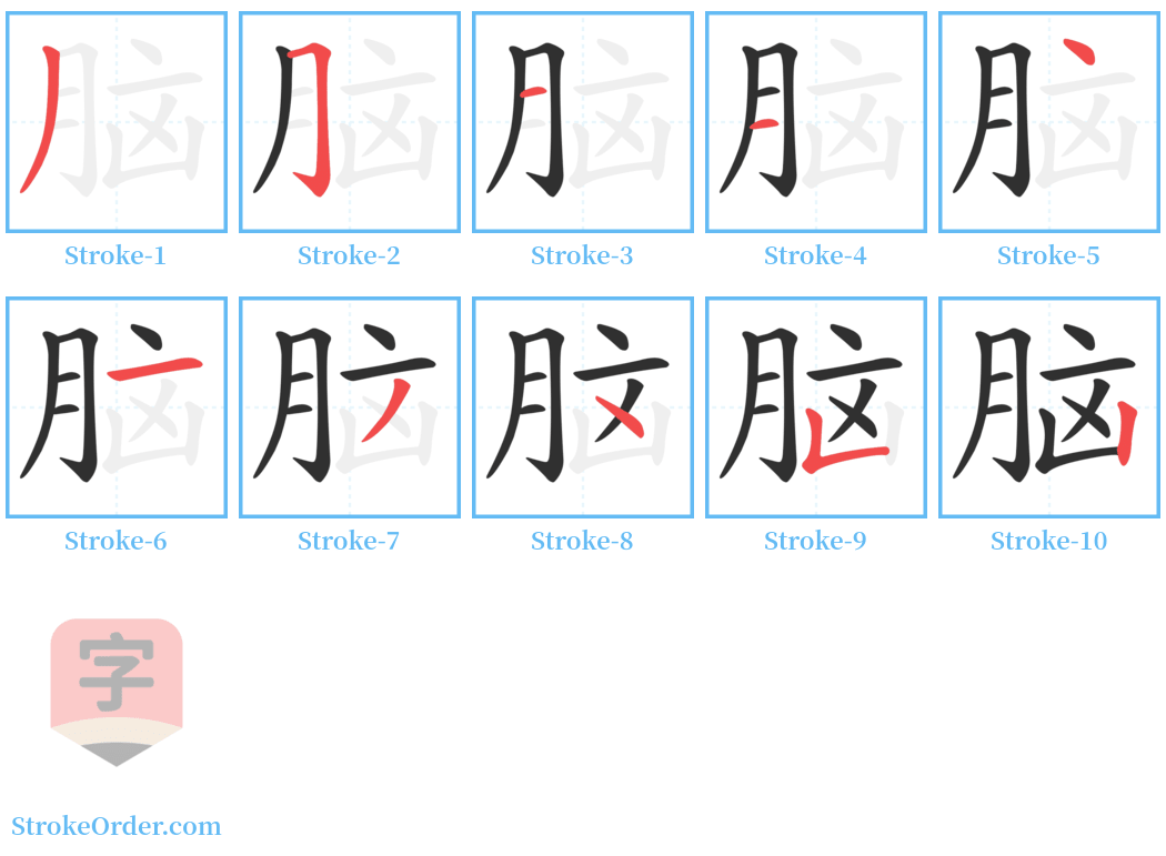 脑 Stroke Order Diagrams