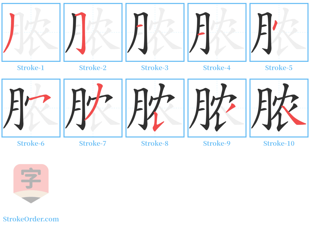 脓 Stroke Order Diagrams