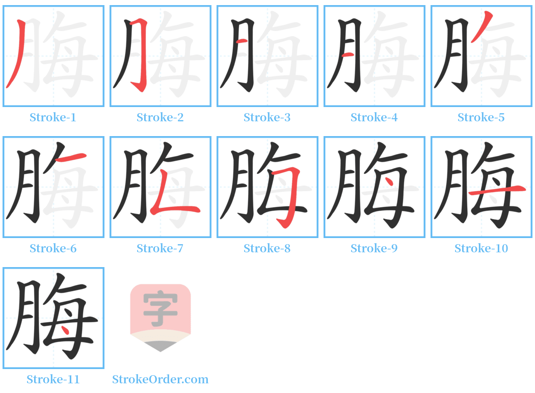 脢 Stroke Order Diagrams