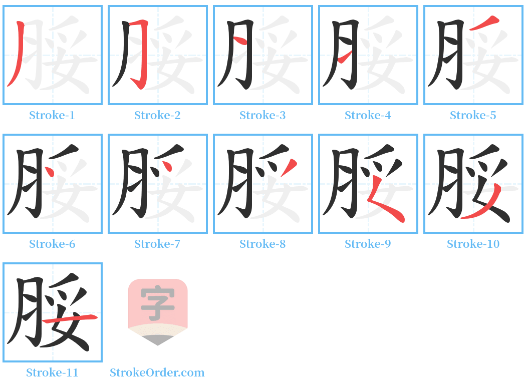 脮 Stroke Order Diagrams