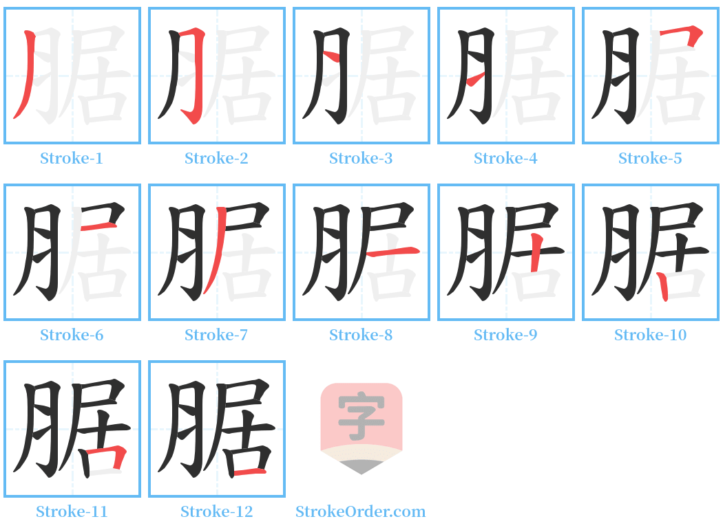 腒 Stroke Order Diagrams