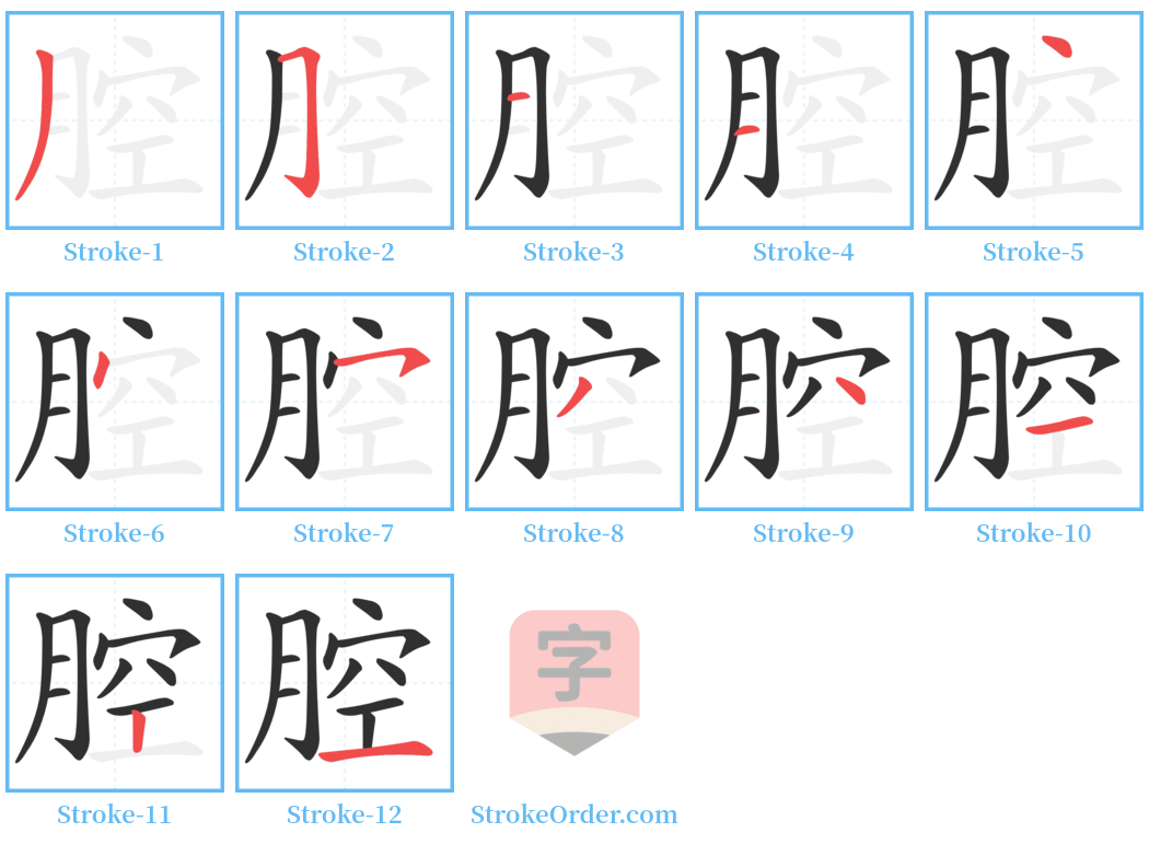 腔 Stroke Order Diagrams