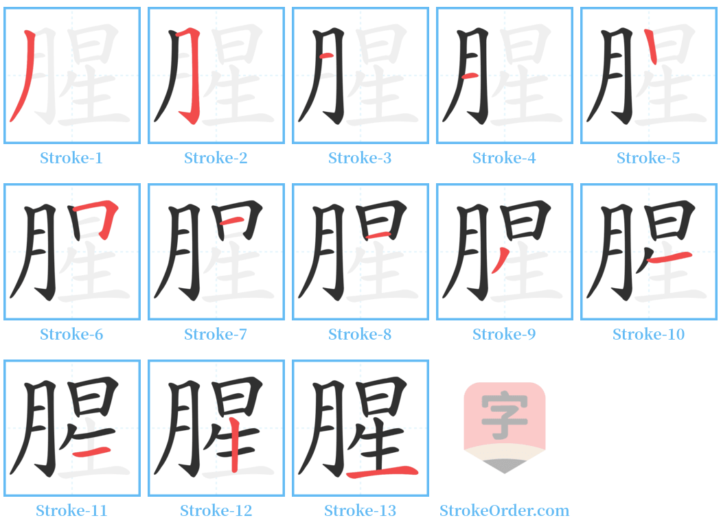 腥 Stroke Order Diagrams