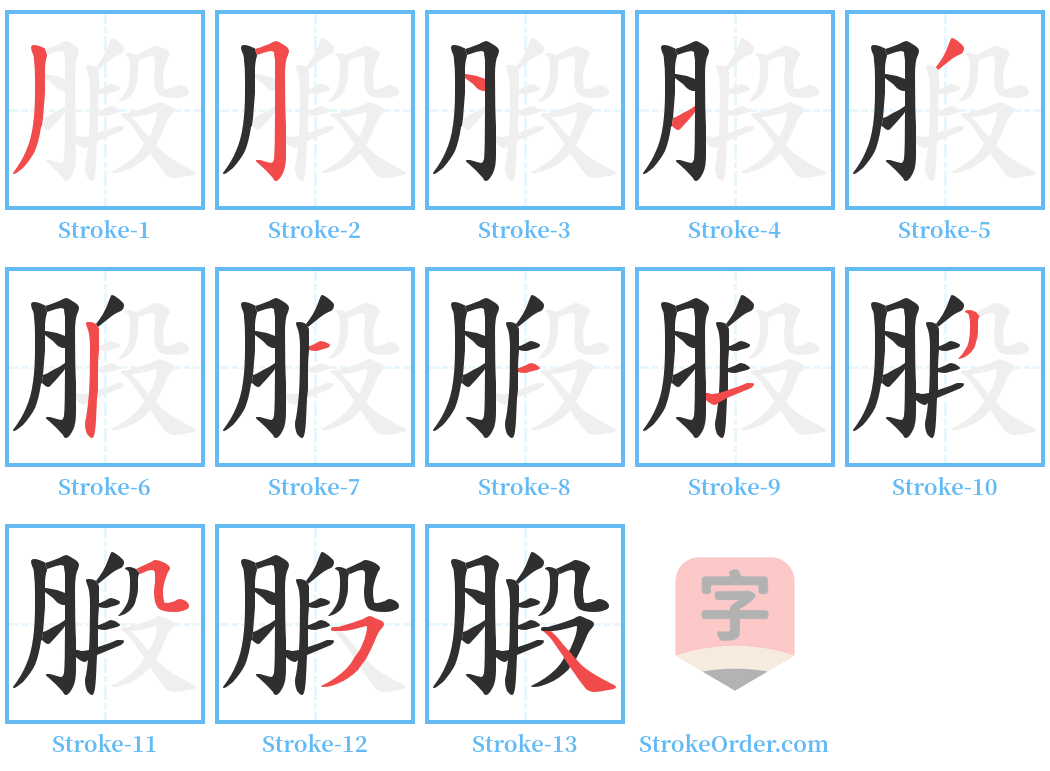 腶 Stroke Order Diagrams