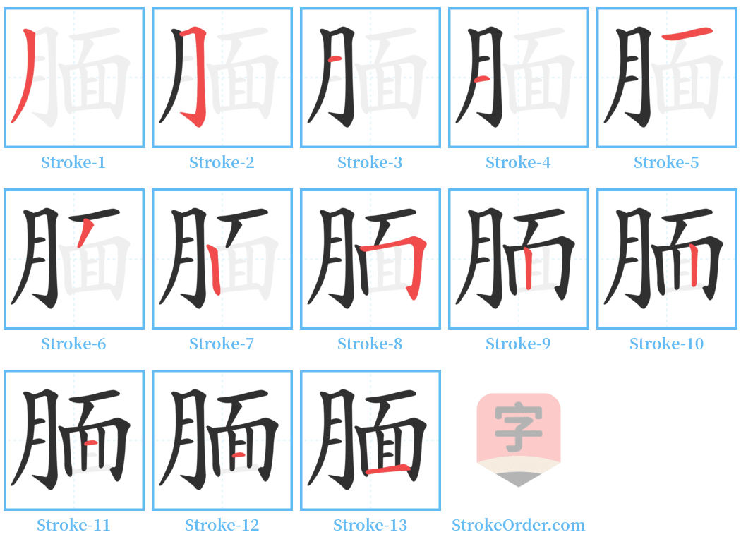 腼 Stroke Order Diagrams