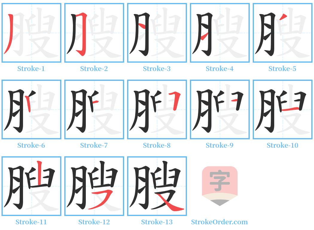 膄 Stroke Order Diagrams