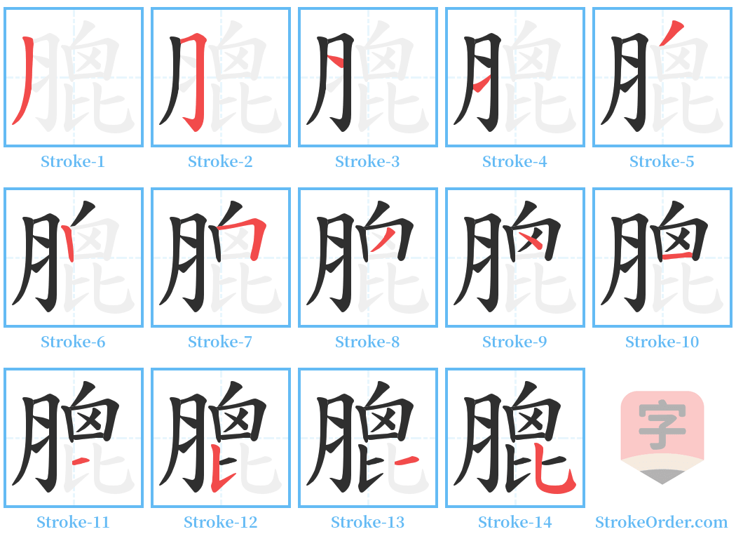 膍 Stroke Order Diagrams