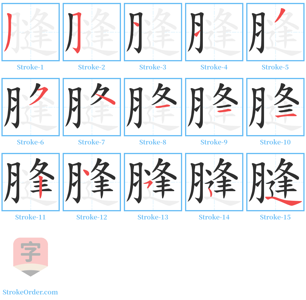 膖 Stroke Order Diagrams