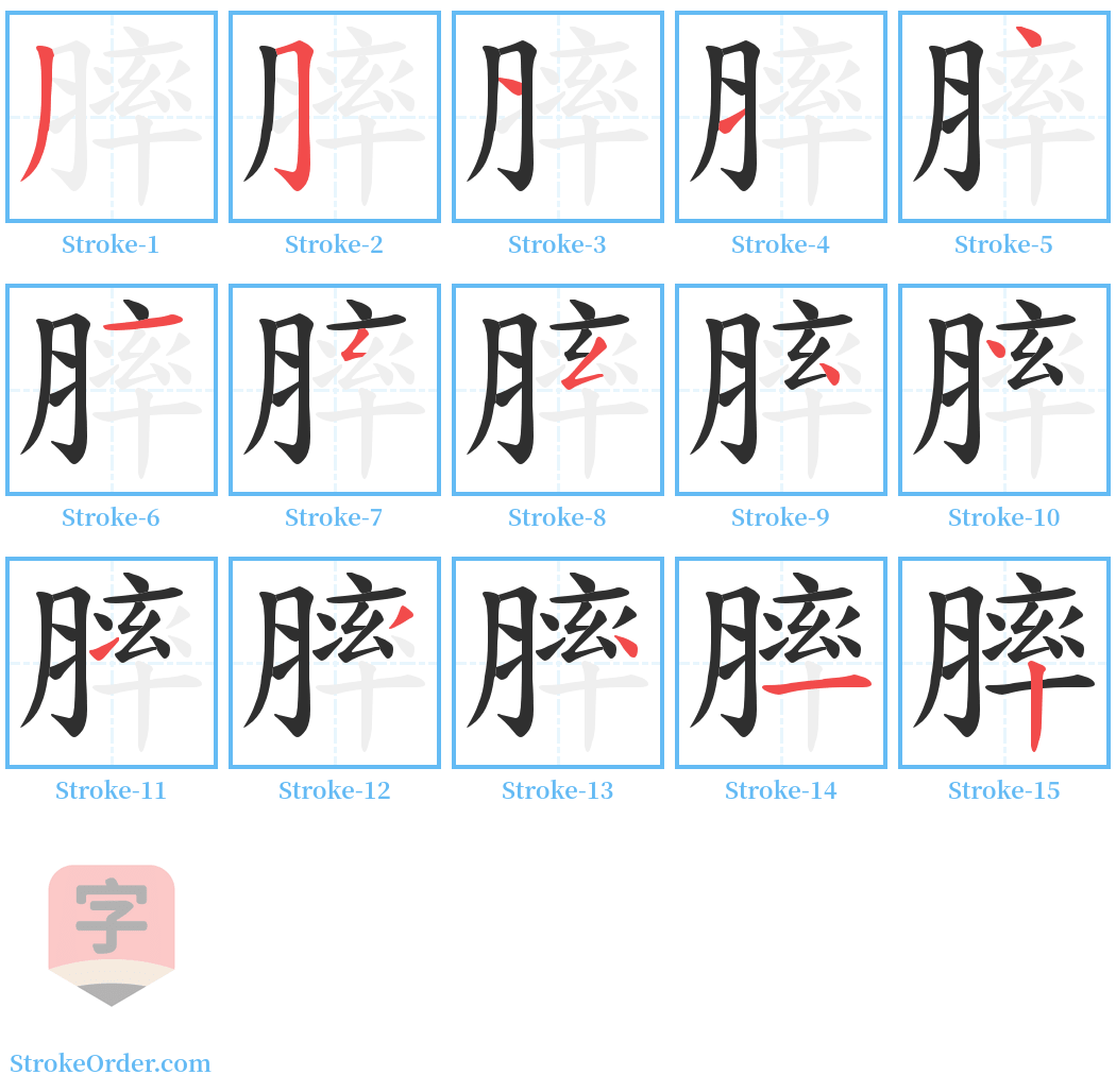 膟 Stroke Order Diagrams