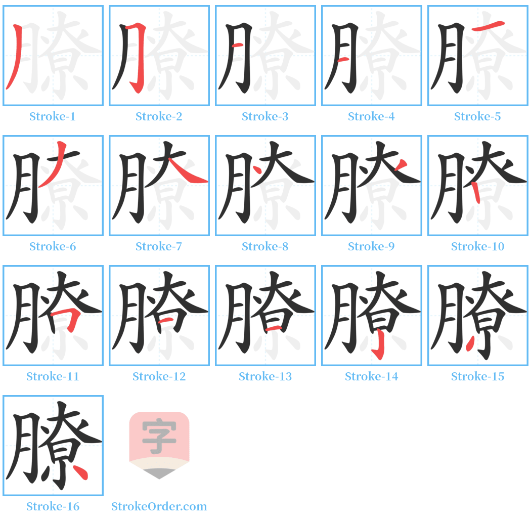 膫 Stroke Order Diagrams