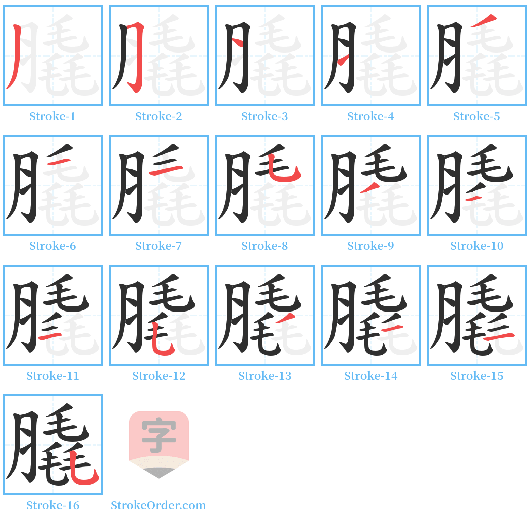 膬 Stroke Order Diagrams