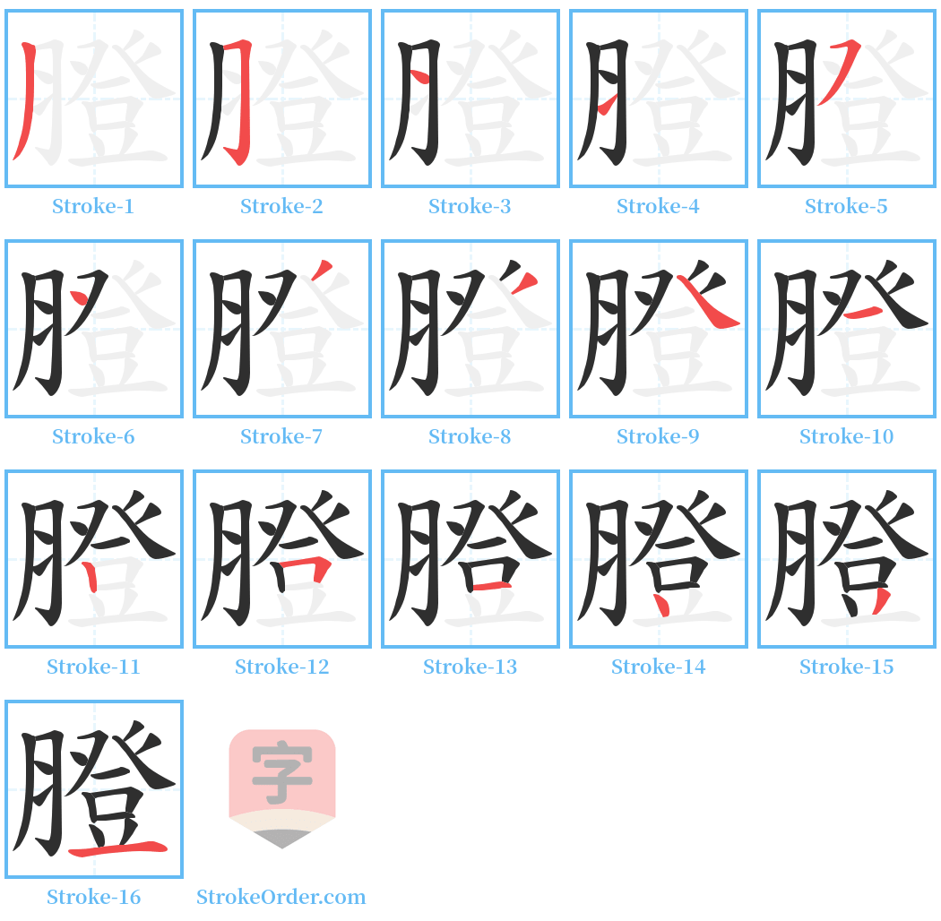 膯 Stroke Order Diagrams