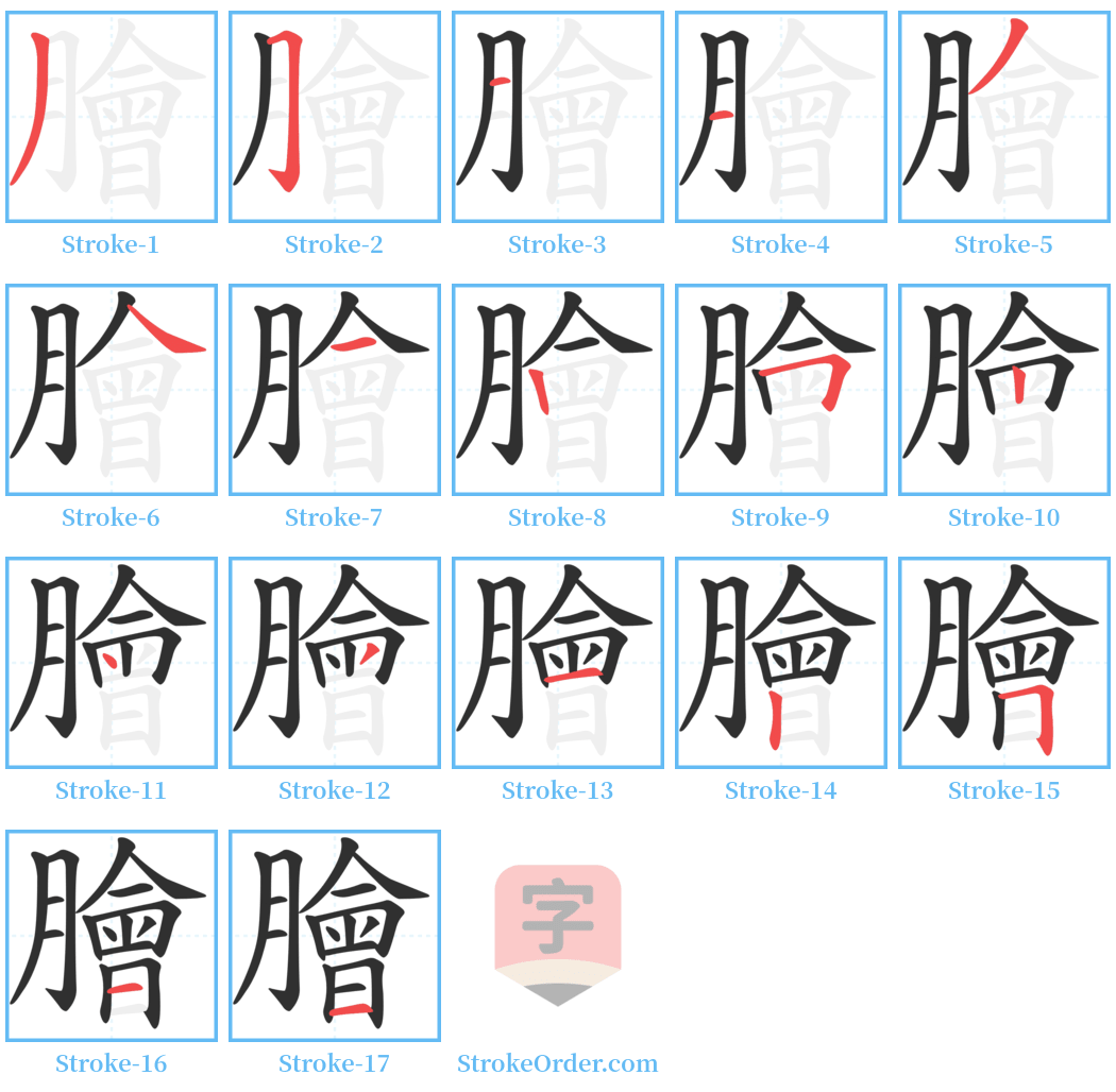 膾 Stroke Order Diagrams