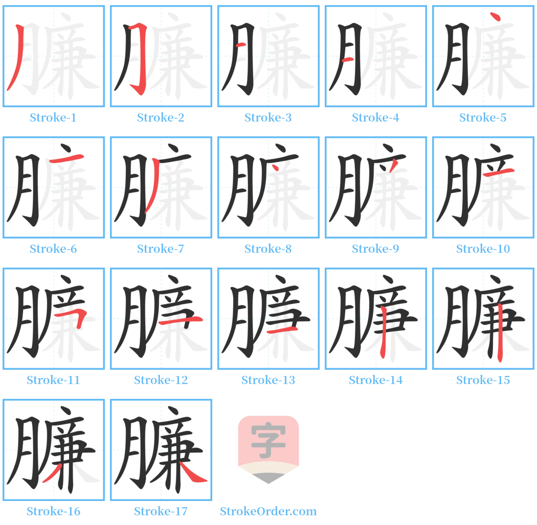 臁 Stroke Order Diagrams