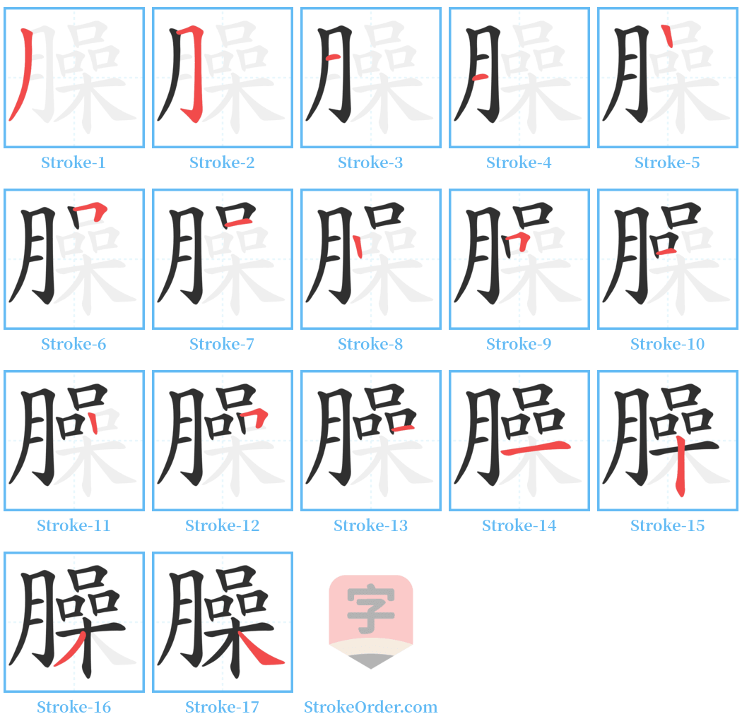 臊 Stroke Order Diagrams