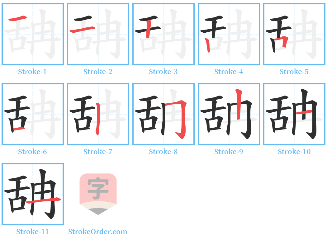 舑 Stroke Order Diagrams