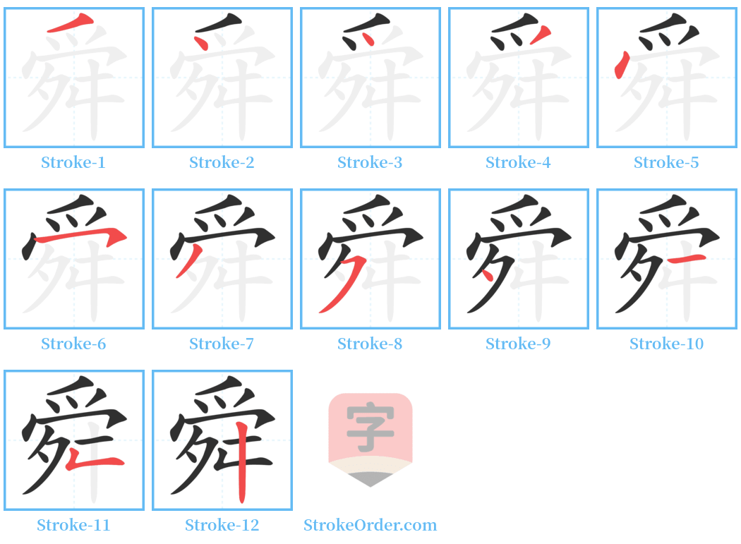 舜 Stroke Order Diagrams