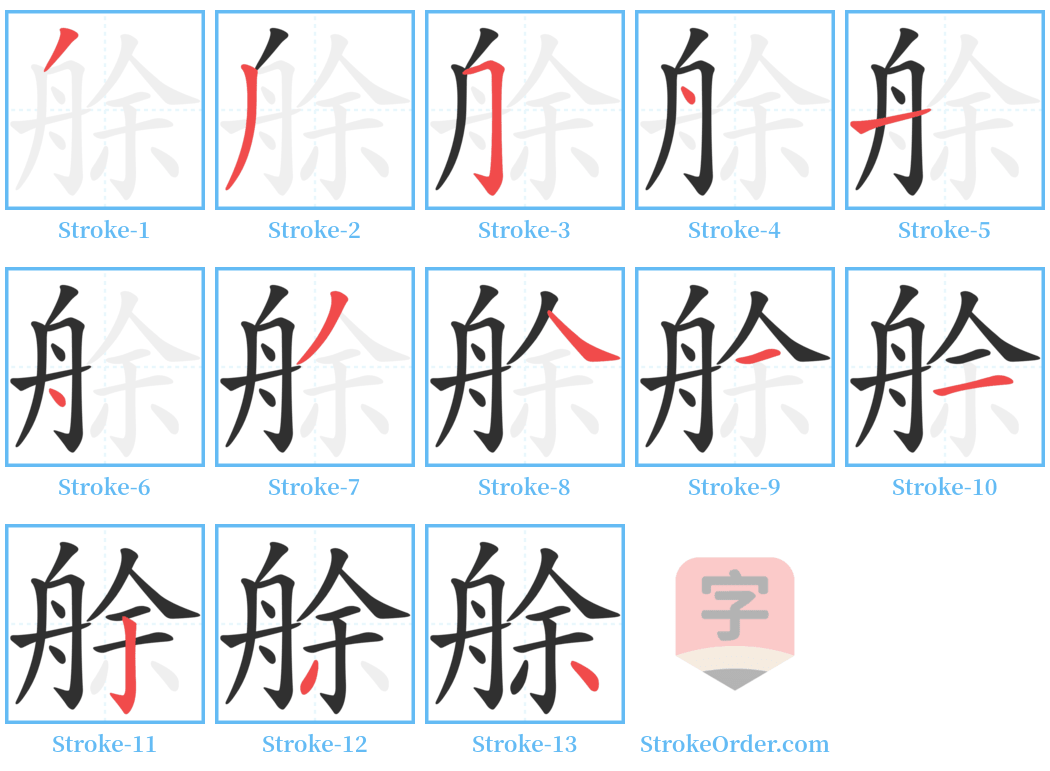 艅 Stroke Order Diagrams