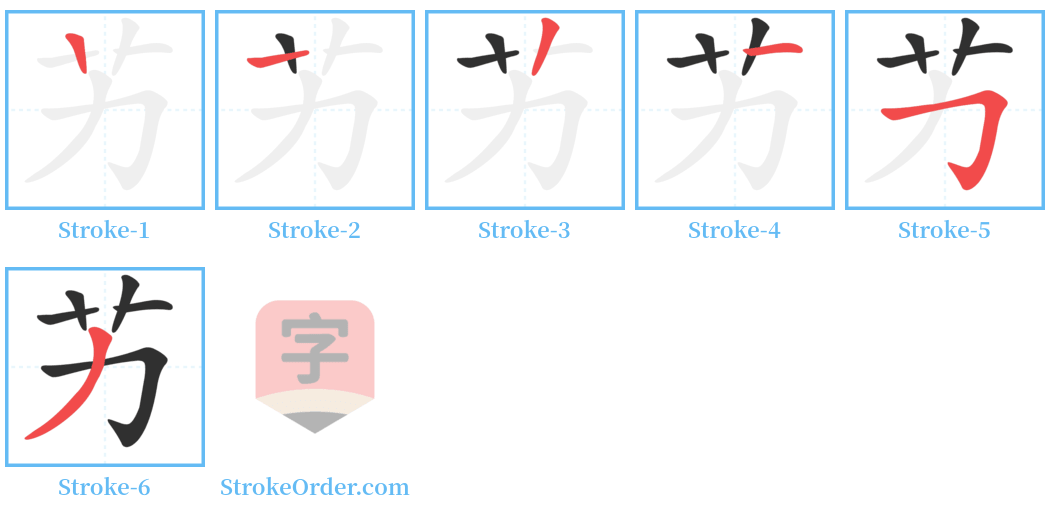 艻 Stroke Order Diagrams