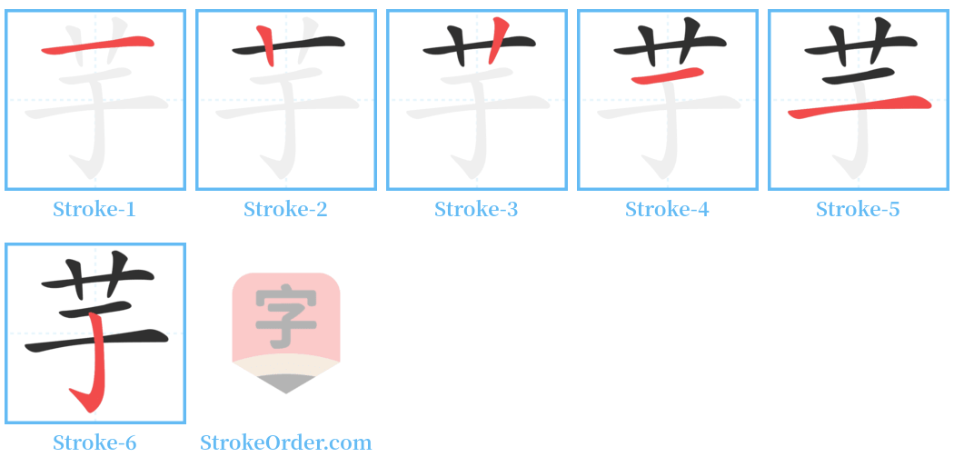 芋 Stroke Order Diagrams