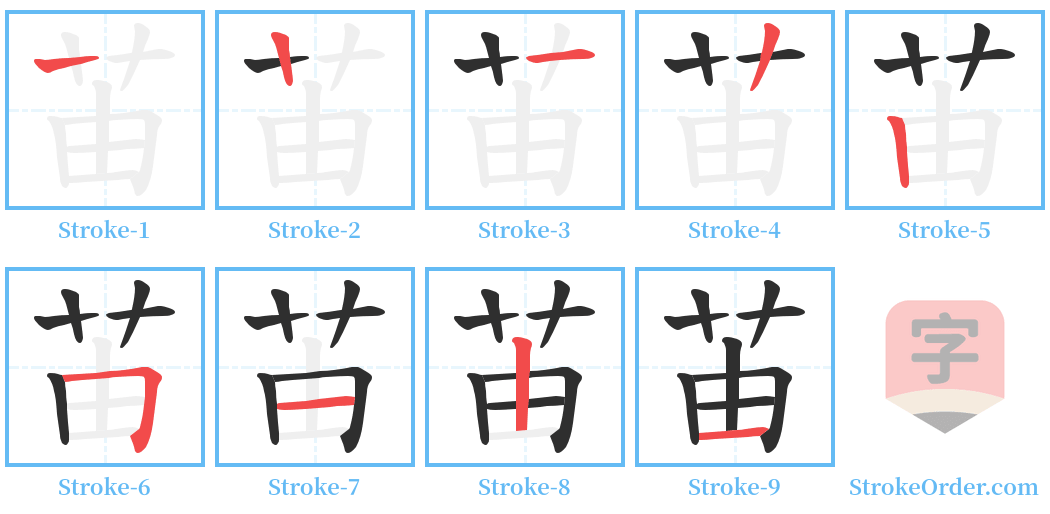 苖 Stroke Order Diagrams