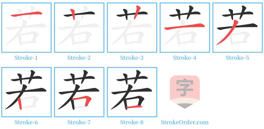 若 Stroke Order Diagrams