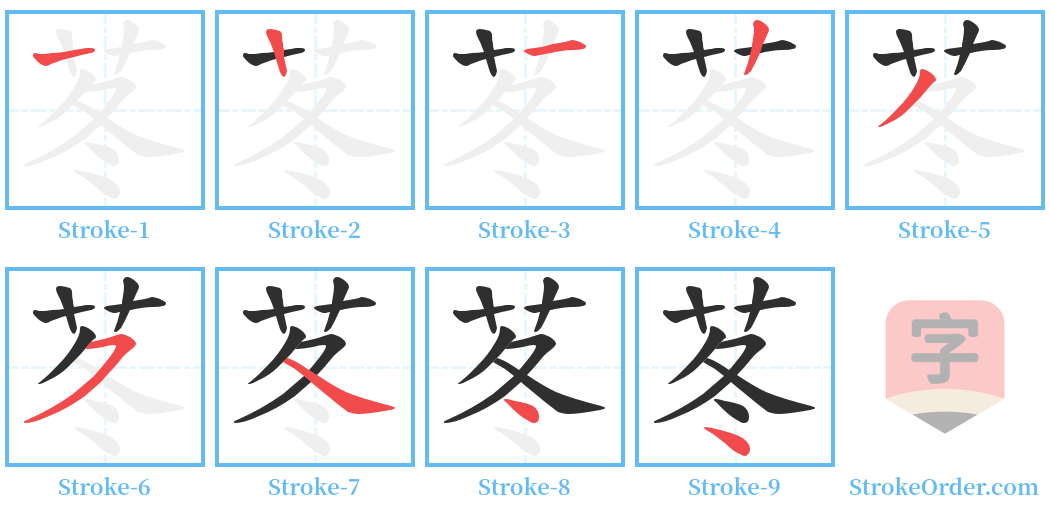 苳 Stroke Order Diagrams