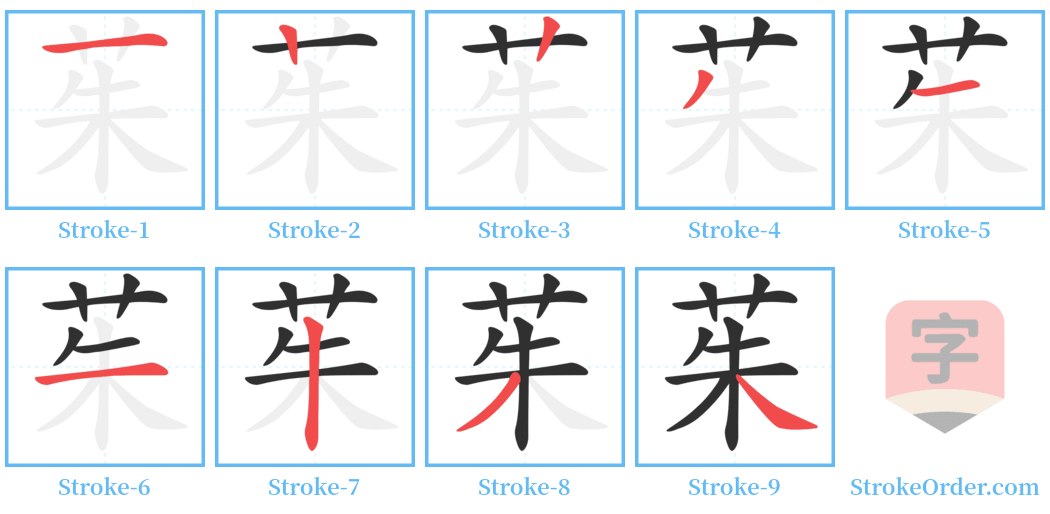 茱 Stroke Order Diagrams