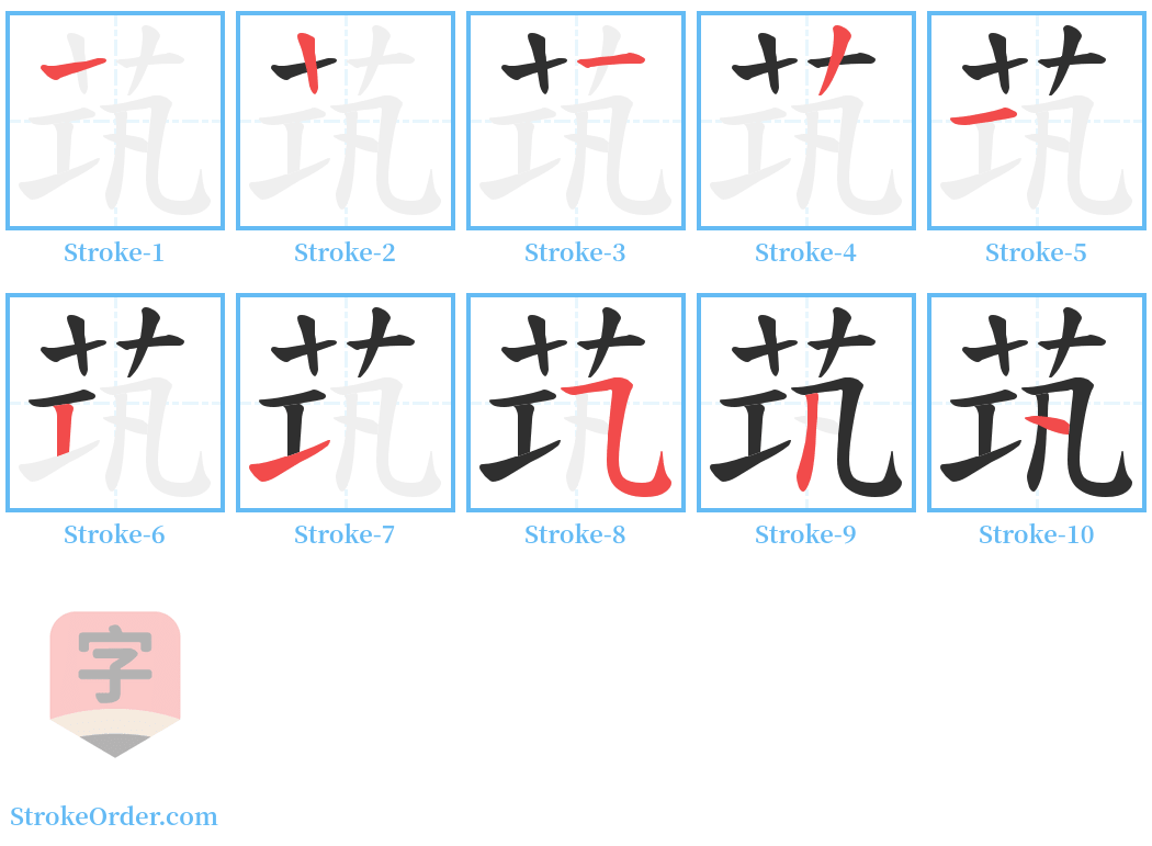 茿 Stroke Order Diagrams