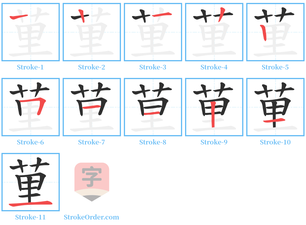 荲 Stroke Order Diagrams