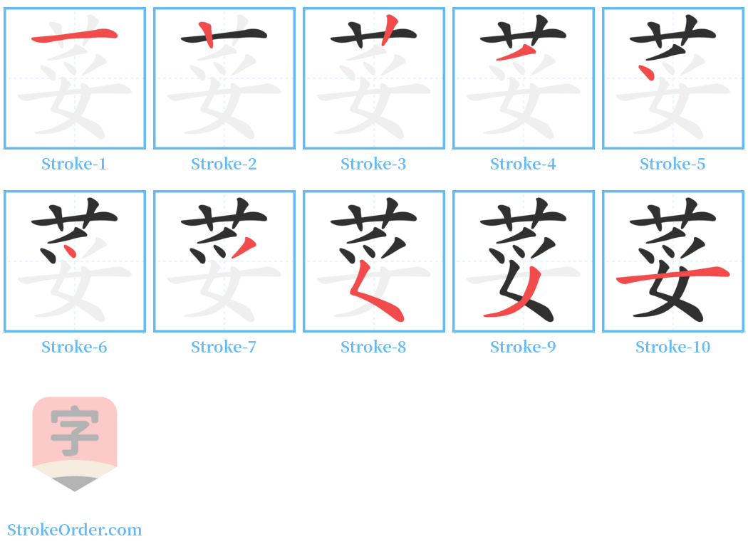 荽 Stroke Order Diagrams