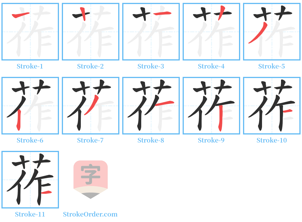 莋 Stroke Order Diagrams