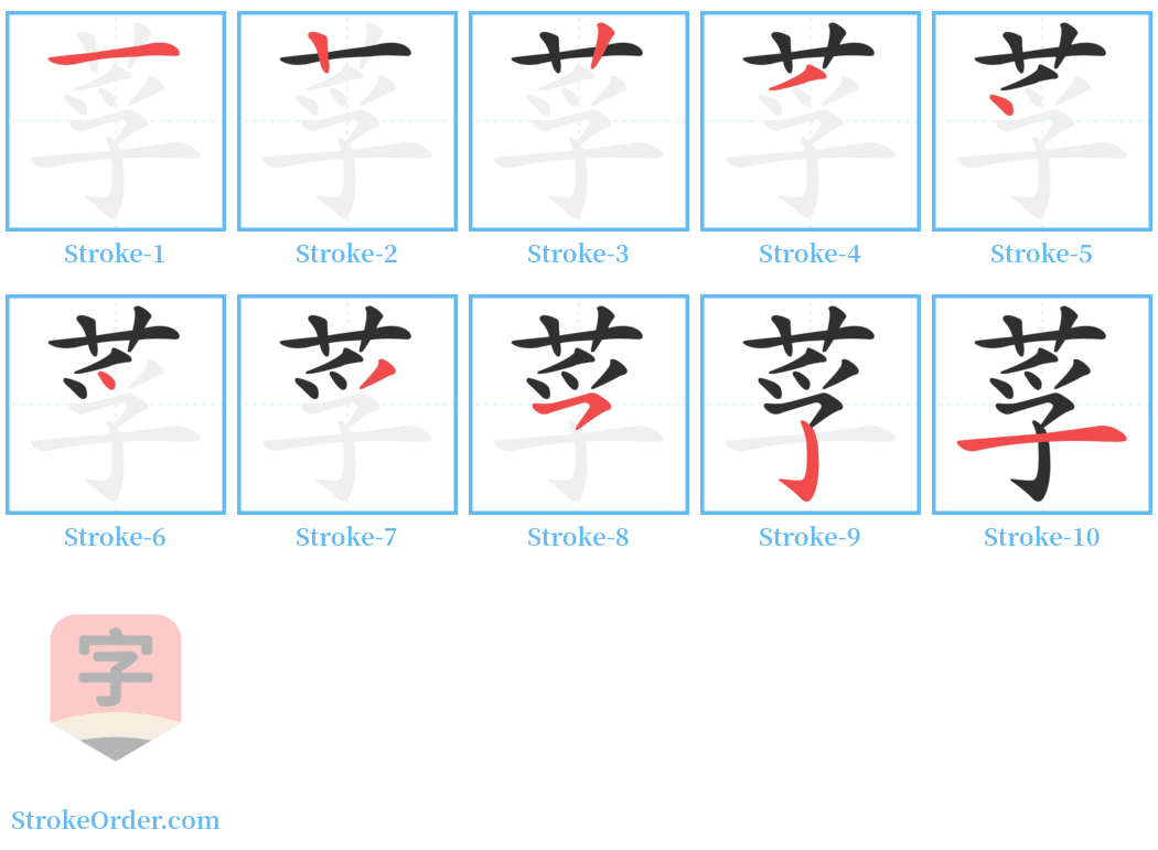 莩 Stroke Order Diagrams